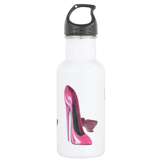 Roze Stiletto schetst kunst Waterfles (Voorkant)