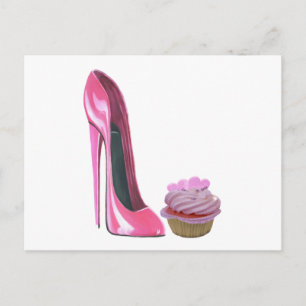 Roze Stiletto-schoen en cupcake Briefkaart