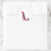 Roze Stiletto-schoen en cupcake Ronde Sticker (Tas)