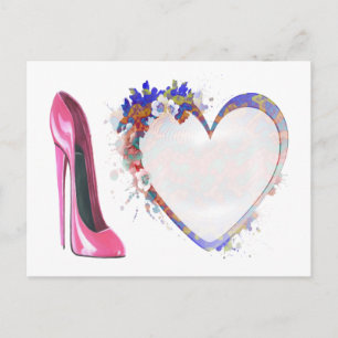 Roze Stiletto Schoen en Hartgeschenken Briefkaart