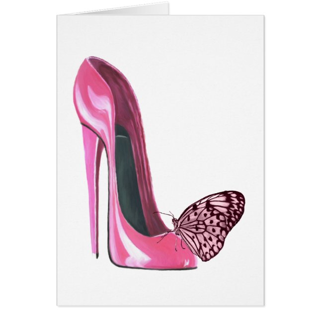 Roze Stiletto-schoen en vlinder (Voorkant)