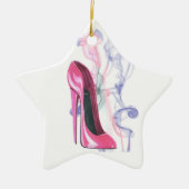 Roze Stiletto shoe art Ornament (Voorkant)