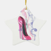 Roze Stiletto shoe art Ornament (Achterkant)