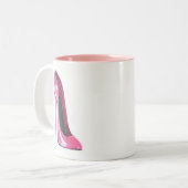Roze Stiletto Shoe Art Tweekleurige Koffiemok (Voorkant links)