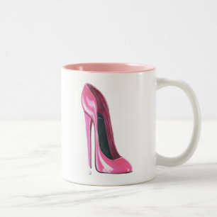 Roze Stiletto Shoe Art Tweekleurige Koffiemok