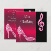 Roze Stiletto & Treble Cleft 35e verjaardag Kaart (Voorkant / Achterkant)