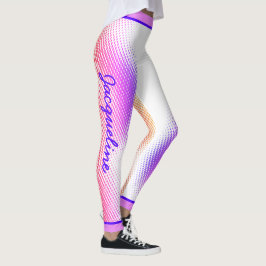 Roze stip patroon met naam op WHITE Leggings