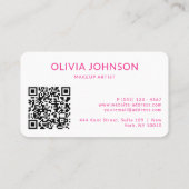 Roze Stipes Moderne Schoonheid met QR Code Visitekaartje (Achterkant)