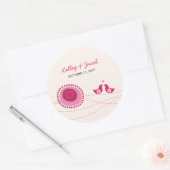 Roze stippelbloem Stippen & Schattigee Tortelduifj Ronde Sticker (Envelop)