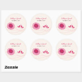 Roze stippelbloem Stippen & Schattigee Tortelduifj Ronde Sticker (Vel)