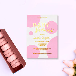 Roze Stippen Aangepast Baby shower Gold Foil Moder Folie Feestdagenkaart