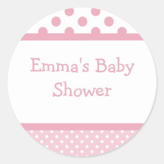 Roze Stippen Baby shower ticker Ronde Sticker