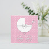 Roze Stippen Baby Shower Uitnodigingen (Staand voorkant)