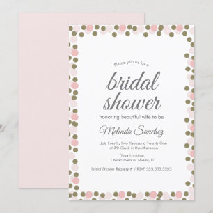 Roze Stippen Confetti Gold Border Vrijgezellenfees Kaart