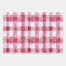 Roze Stippen en Geruit Patroon Gift Wrap Design Inpakpapier Vel