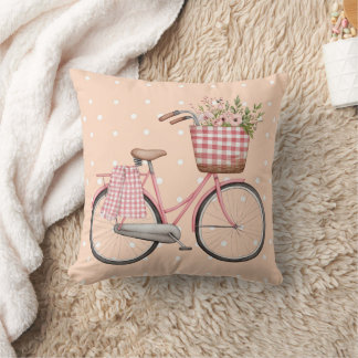 Roze Stippen Fiets Kussen, Mooie Vintage Decoratie Kussen