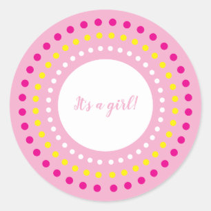 Roze Stippen "Het is een meisje!" Geslacht Reveal Ronde Sticker
