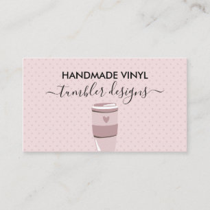 Roze Stippen mok hart Vinyl Tumbler Visitekaartje