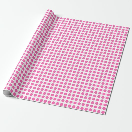 Roze Stippen op witpapier Cadeaupapier (Uitgerold)