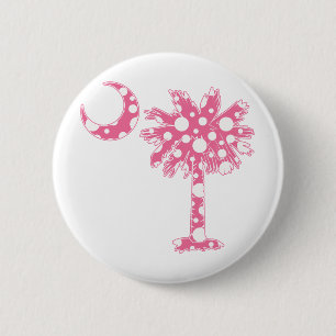 Roze Stippen Palmetto Ronde Button 5,7 Cm