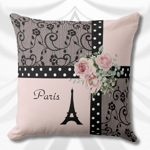 Roze Stippen Paris Frankrijk Romantisch Kussen