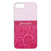 Roze stippen, ranken, cirkels, gepersonaliseerd Case-Mate iPhone case (Achterkant)