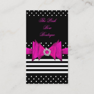 Roze Stippen Roze Zwart Streep Roze Diamant Boog Visitekaartje