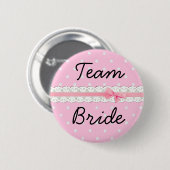 Roze Stippen Team Bruid Bachelorette Feest Ronde Button 5,7 Cm (Voorkant /achterkant)