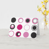 Roze Stippen Wenskaart Kaart (Gele Bloem)