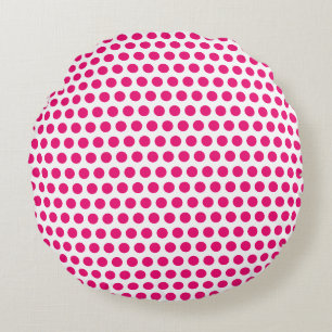 Roze Stippen Witte Aangepaste Kleuren Schattig Leu Rond Kussen