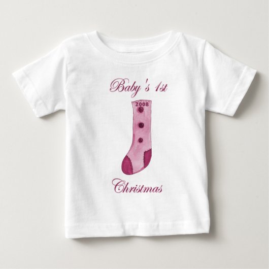 Roze Stocking Baby's 1e Kerstmis (Voorkant)