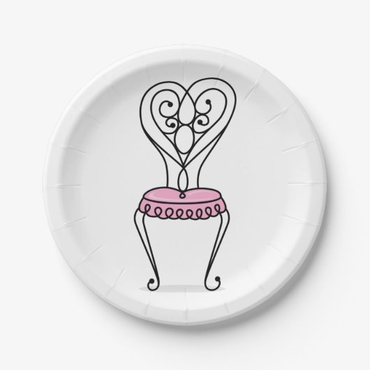 Roze stoel papieren bordje (Voorkant)