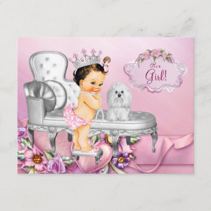 Roze Stoel Princess Pearl Baby shower Kaart