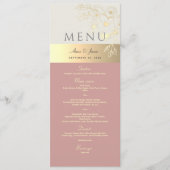 Roze Stof Roze Boho Bloemige Trouwmenu Menu (Voorkant)