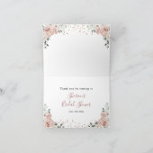 Roze Stof Rozenblaadjes en Prosecco Vouwkaart Bedankkaart (Binnen)