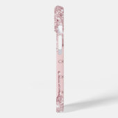 Roze stoffige roos monogram initialen druppels Case-Mate iPhone case (Achterkant / Links)