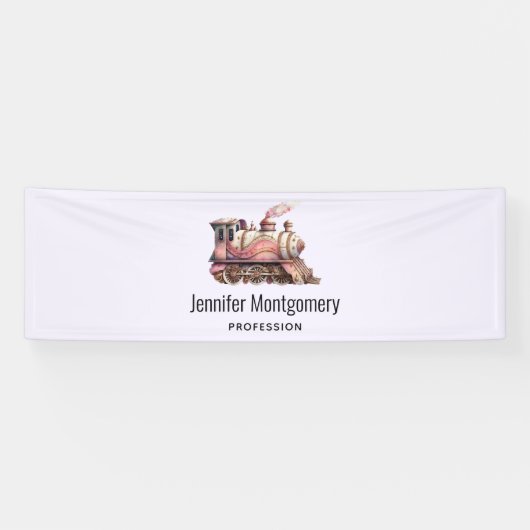 Roze Stoomtrein  Stijl Business Spandoek (Horizontaal)