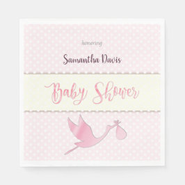 Roze Stork Baby Girl Baby shower Servet