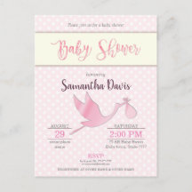 Roze Stork Baby Girl Baby shower