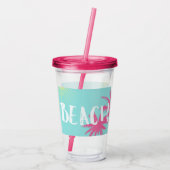 Roze strand acryl drinkbeker (Achterkant)