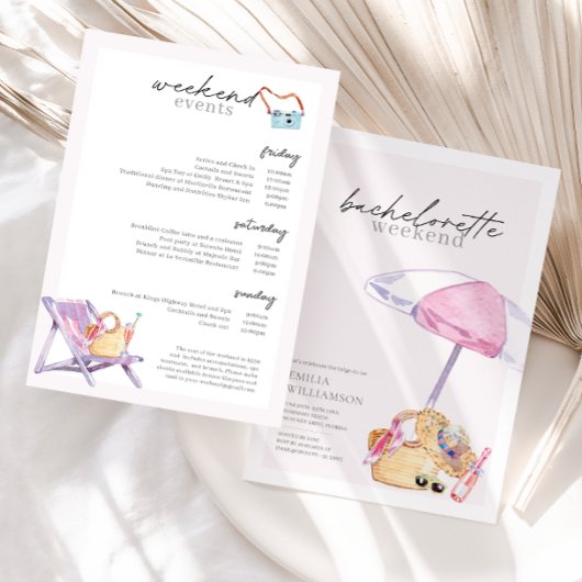 Roze Strand Bachelorette Party Weekend Kaart