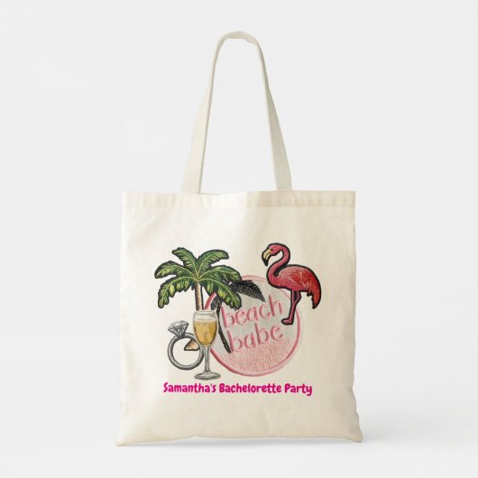 Roze Strand Bruids Trouw Valse Patch Hen Party Tote Bag (Achterkant)