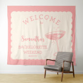 Roze Strand Bruidsfeest Backdrop Cocktail Wandkleed (In Situ (horizontaal))