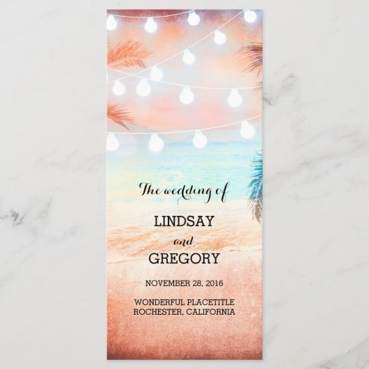 Roze strand huwelijksprogramma's programma (Voorkant)