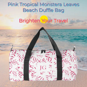 Roze Strand Monstera Tropische bladeren Plunjezak