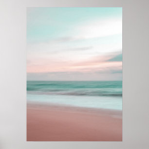 Roze strand Sunset Ocean Beach Photography Poster