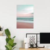 Roze strand Sunset Ocean Beach Photography Poster (Thuiskantoor)