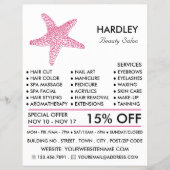 Roze strand zeester, schoonheidsspecialiste, schoo flyer (Voorkant)