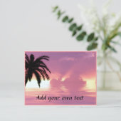 Roze strand zonsondergang briefkaart (Staand voorkant)