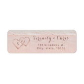 Roze strandharten in het zand retouradres etiket (Voorkant)
